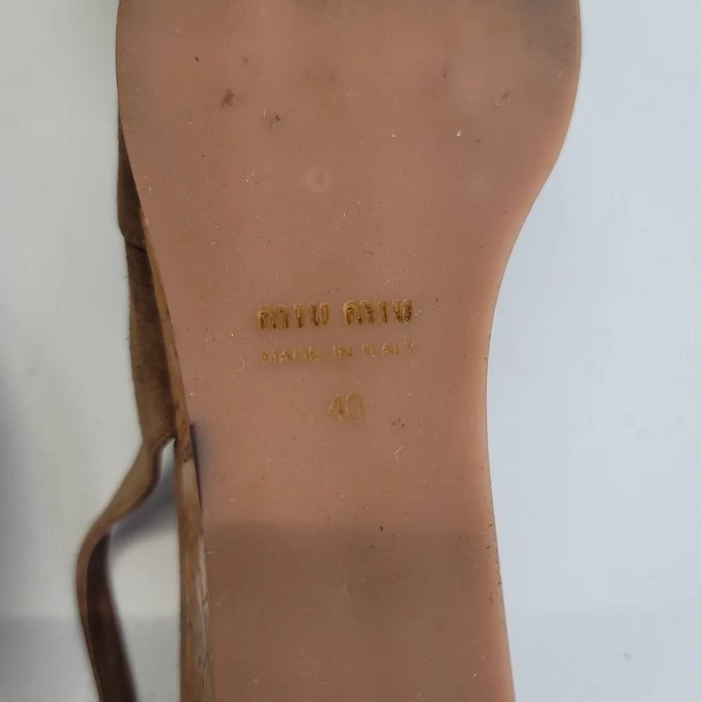 Miu miu wood & suede leather mules - Picture 5 of 7